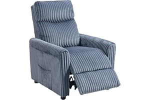 HOMCOM Sillón Relax Reclinable, Sillón Reclinable Manual, Tapizado en Pana, Instalación Rápida, Reposapiés, Acolchado Grueso, para Salón, Dormitorio, Oficina, Azul Oscuro