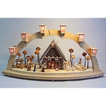 Schwibbogen Mit Tanne & Christi Geburt – Erzgebirge-Handwerk, 44 Cm Breit, Mit Beleuchtung – Weihnachtliche Dekoration