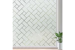 Coavas Window Privacy Film for Frosted Windows: Modern Brick Patterned, Anti UV Obscure Window Films, Self Adhesive Static Cling No Glue Removable, Opaque Frosting Window for Home Office, 75x200cm