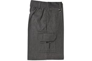 Zeco sold by Essential Wear School Boys Uniform Cargo Long Shorts Trousers Age 4-13 Years Grey Navy