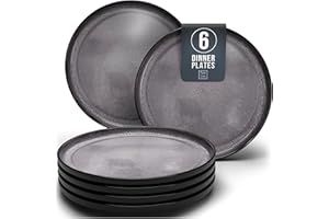 PURE LIVING INTERIOR DESIGN Ibiza Stoneware Dinnerware Set for 6 - Elegant Dishware - Dishwasher & Microwave Safe - Complete Dining Ensemble - Plates for Dining Service - Pure Living in Dark Grey