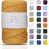 Makromecity, Tek Telli Makrome Kordon 3 mm x 100 Yards (300 ft) 3 mm Tek B&uuml;k&uuml;lm&uuml;ş Hardal Pamuk Kordon Makrome Sanat ve El San
