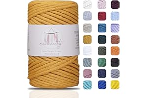 Makromecity Makramee Garn 3mm x 100m Premium Single Twisted Macrame Cord Baumwollgarn für Handwerk Schlüsselanhänger Wohndekorationen Platzteller Umhängetasche Handtasche Runner