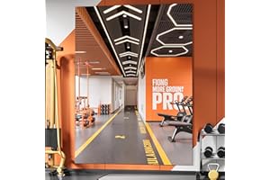 Hasipu Home Gym Mirrors, 29x29cm Glass Wall Mirror Tiles (12 PCS), Self Adhesive Mirror, 5mm Tempered Glass, Large Square Frameless Full Length Mirrors for Home Gym, Yoga Studio, Bedroom