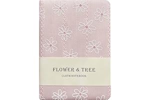 ipoul Small Fabric Journal for Women, Floret Printed Cloth Hardcover Notebook, B6, 264 Pages, 5x7 Portable Ruled & Blank Notebook, Similar Embroidered Journal, Lay Flat Thick Notebook, Pink