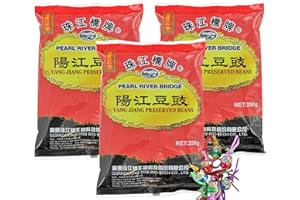 YOAXIA MARKE yoaxia ® - 3er Pack - [ 3x 250g ] PEARL RIVER BRIDGE Fermentierte Schwarze Bohnen / Fermented Black Beans 豆豉 + ein kleiner Glücksanhänger gratis
