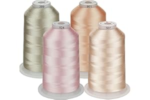 Simthread - Juego de bobinas de hilo de poliéster para bordar a máquina, 5000 m, para máquinas de coser y de bordar Brother/Babylock/Bernette/Janome/Singer/Kenmore