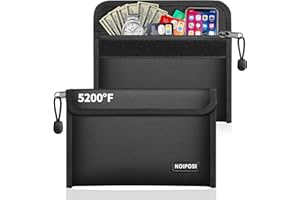 Noiposi 2er Pack Feuerfeste Tasche(21,5x14cm,5200℉), 8-lagige Wärmedämmung Feuerfeste Geldtasche mit Kartenschlitz, Kleine Bargeldbeutel mit Reißverschluss für Bargeld,Quittung,Rechnung,Reisepass