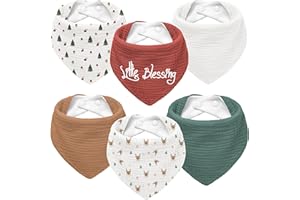 bearmoss Muslin Baby Dribble Bibs 100% Cotton Baby Bandana Drool Bibs for Unisex Baby Girls Boys Drooling and Teething