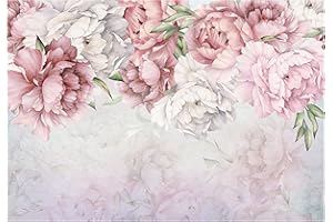 WALLARENA Carta Da Parati Fiori Grandi Rosa Peonie - Include Colla - Fotografica Moderna Design Carta per Pareti Soggiorno Camera Da Letto Sala Fotomurali In Tessuto Non Tessuto TNT (368x254 cm - 4 Strisce)
