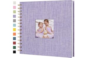 Hiwhy Album photo Scrapbook avec couverture en lin, 20,5 x 20,5 cm, couverture rigide, pages blanches en papier kraft, livre de souvenirs, pour voyage, mariage, livre d'or, Noël (20 feuilles/40 pages)