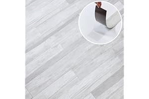 NOVECRAFTO Self Adhesive Floor Planks - 36 Pack Cover 53.8 sq ft / 5 sqm- Vinyl Flooring Set - Peel and Stick Tiles - 36x5.98 in (91.4x15.2cm) - Vinyl Floor Tiles - Light Grey Ash Breeze Wood Effect