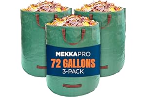 MEKKAPRO Garden Waste Bags Heavy Duty 3-Pack, Garden Bag 272 L - Reusable Garden