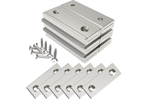 Magnetpro 6 st. rektangulära magneter 20 kg kraft 40 x 13,5 x 5 mm med tillbehör och försänkta hål, hushåll och industriell grytmagnet med skruvar