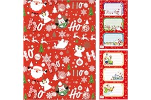 ARKRAFT papier cadeau de Noël 100 x 70 cm 5 feuilles XXL + 6 autocollants pour étiquettes (18-9058)