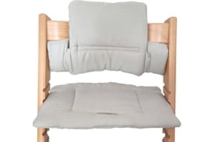 Shabany® High Chair Seat Cushion 100% Organic Cotton Classic Cushion Seat Cover High Chair Cushion 2-Piece Suitable for Stokke Tripp Trapp High Chair Machine Washable Easy Attachment