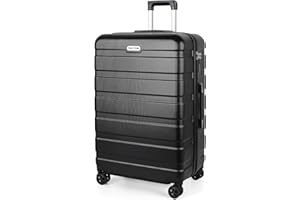 TAN.TOMI Koffer Groß, Reisekoffer Hartschalenkoffer, Koffer & Trolley mit Passwortsperre, Hartschale Suitcase mit 4 Rollen(Schwarz)