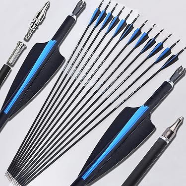 SHARROW 6 Pcs 32'' Flèche de Carbone Spine 500 Flèches de Chasse avec 3 Ressorts en