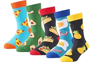 BISOUSOX Niño Calcetines Algodón Calcetines Divertidos Niño Cómodo Calcetines con Estampado de Comida Respirable Calcetines Deportivos para Niños Año Nuevo Calcetines para Niño