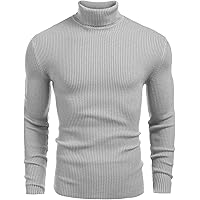 DENIMHOLIC Mens Ribbed Slim Fit Knitted Pullover Polo Neck Turtleneck Sweater