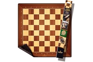 WOGAMAT Officiel - Tapis Echiquier Souple De Luxe Lettré Et Chiffré Bois - pour Jeu Echec Cases 50Mm pour Pièce Taille 5 —Neoprene Epais Lavable, Antiderapant – Jouez N’Importe Où comme Un Pro