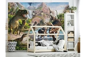 Walltastic WT46795 Papier peint mural à 6 panneaux Motif dinosaure Papier peint FSC Multicolore 2,4 m de haut x 3 m de large, 1 taille