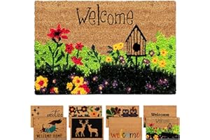 ZENQA Coir Door Mats Outdoor Indoor | Front Door Heavy Duty Doormat Thick Non Slip High Absorbency | Large 100% Natural Coir Dirt Trapper | Entrance Matting (Welcome Bird House)