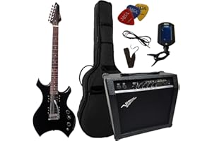 MSA HEAVY METAL SET - ELEKTROGITARRE HEAVY SCHWARZ - VERSTÄRKER 45 WATT - TASCHE - BAND - 3xPIK - STIMMGERÄT - E GITARRE 2x HUMBUCKER