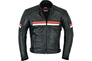 GearX Retro Boney Chaqueta de moto de cuero suave Ventilaciones Edredón extraíble Touring Desplazamientos Protección de conducción urbana