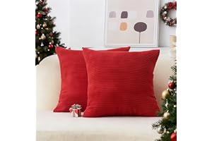 Home Brilliant Red Cushion Covers for Parties, Square Throw Pillowcases for Couch, Soft 50cm Velvet Christmas Cushion Cover for Bedroom Decorations, Pack of 2, 20x20 Inch(50cm x 50cm, Red)