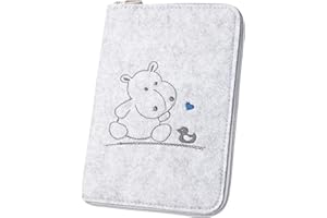luxdag Funda para historial médico con cremallera de fieltro (color a elegir) – Funda para cuaderno de investigación infantil y cartilla de vacunas – Organizador – Regalo para futuras madres & bebé
