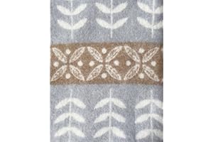 ‎JOWOLLINA JOWOLLINA Wendedecke Wolldecke Plaid Kuscheldecke Öko-Wolle 130x200 cm, Folklore floral (Taupe)