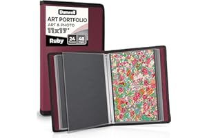 Dunwell Kunst-Portfolio-Mappe mit schwarzem Montagepapier, Präsentationsbuch zur Aufbewahrung von Kunstwerken, 24 klare Kunststoffhüllen, 48 Seiten, säurefreies Polymaterial, 27,9 x 43,2 cm, Rubin