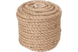 RAJRANG BRINGING RAJASTHAN TO YOU Jute Twine 8mm Rope Craft Natural Heavy Duty Jute Rope for Art Decoration Gardening Camping Bundling Cat Scratching Post 6ft