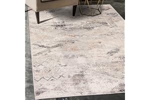 Mazovia Alfombra Moderno - Diseño Moderno de Salón Grande - Pelo Corto - Alfombras de Habitación de Matrimonio, Dormitorio y Comedor - Motivo Abstracto Vintage - Gris Beige 140x200 cm