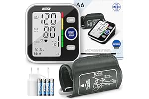 AIESI® Misuratore di Pressione da braccio professionale digitale automatico per adulti A6, 120 memorie, Alimentatore di rete e USB, Garanzia Italia 24 mesi