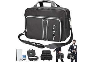 HuiJuKeJi Estuche de Transporte para PS5 Consola y Controlador, Estuche de Transporte con Correa para el Hombro para PS5 Disco/Edición Digital/Controlador/Tarjetas de Juego/Accesorios de Cable Bolso