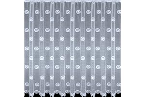 kellyuk 5 Metres Wide x 60" (152cm) Drop - Charlee White Swirl Circle Modern Rod Top Lace Net Curtain