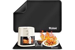 ZJTAPE Alfombrilla resistente al calor - Alfombrillas de silicona ignífugas 60x40cm, Base ignífuga para encimeras de cocina, antideslizantes e impermeables para freidora de aire, cafetera (Negro)