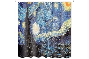 A.Monamour De La Noche Estrellada De La Pintura Al Óleo De Vincent Van Gogh De La Cortinas De Ducha De Tela Poliester Poliester De La Tela Resistente del Moho para La Decoración del Baño 180x200 cm