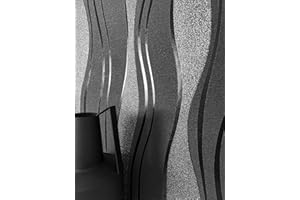 Newroom Tapete Schwarz Vliestapete Streifen - Streifentapete Modern Anthrazit Grau Linien Wellen Mustertapete 3D Optik Wellentapete inkl. Tapezier-Ratgeber