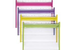 VELOFLEX 4354000 - Pochette porte-documents avec fermeture à glissière, 4 pièces, DIN A4, classable, jaune, vert, rose, violet, VELOBAG XS, pochette avec fermeture à glissière
