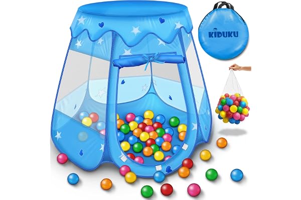 KIDUKU® Tente de Jeu pour Enfants + 100 balles + étui de Transport (Bleu)