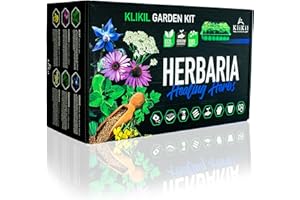 KliKil Kit Cultivo Hierbas medicinales - Herbaria regalos originales para hombre kit plantas curativo medicinal con 6 variedades de flores para infusiones y decocciones - regalos mujer