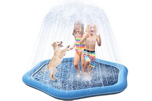 YAUNGEL Dog Pool, 59in Anti-Slip Splash Sprinkler Pad for Large Dogs Swimming Pool BPA Free Thickened Durable Water Toy for Pets