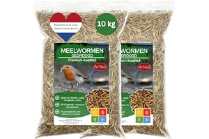 Mjölmaskar torkad 10 kg (2 x 5 kg)– premiumfoder för vilda fåglar, tillägg till fågelmat – proteinrikt mellanmål för fisk, reptiler och gnagare – året runt foder för igelkottar och ekorrar