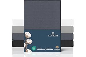 BARBONS Prześcieradło z gumką 160 x 200 cm – 100% bawełna z gumką, certyfikat Oeko-Tex, prześcieradło z gumką, wysokość materaca do 25 cm (kolor ciemnoszary – 160 x 200 cm)