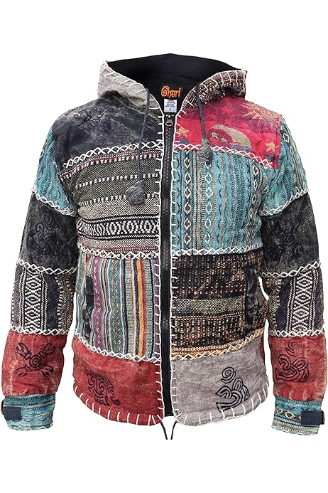 Hippy Jumper Men's Giacca Patchwork Hippie Little Kathmandu