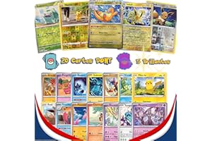ILANA BEAUTE ET SPIRITUALITE 20 cartas oficiales de Pokémon francesas, de las cuales 5 brillantes, 0 duplicados y 0 energías, ideal como regalo para niños y adultos