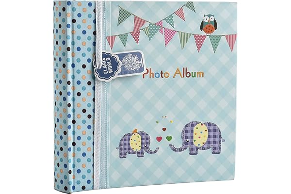 Arpan Grand album photo pour garçon avec 200 photos de 15 x 10 cm Motif éléphant Bleu